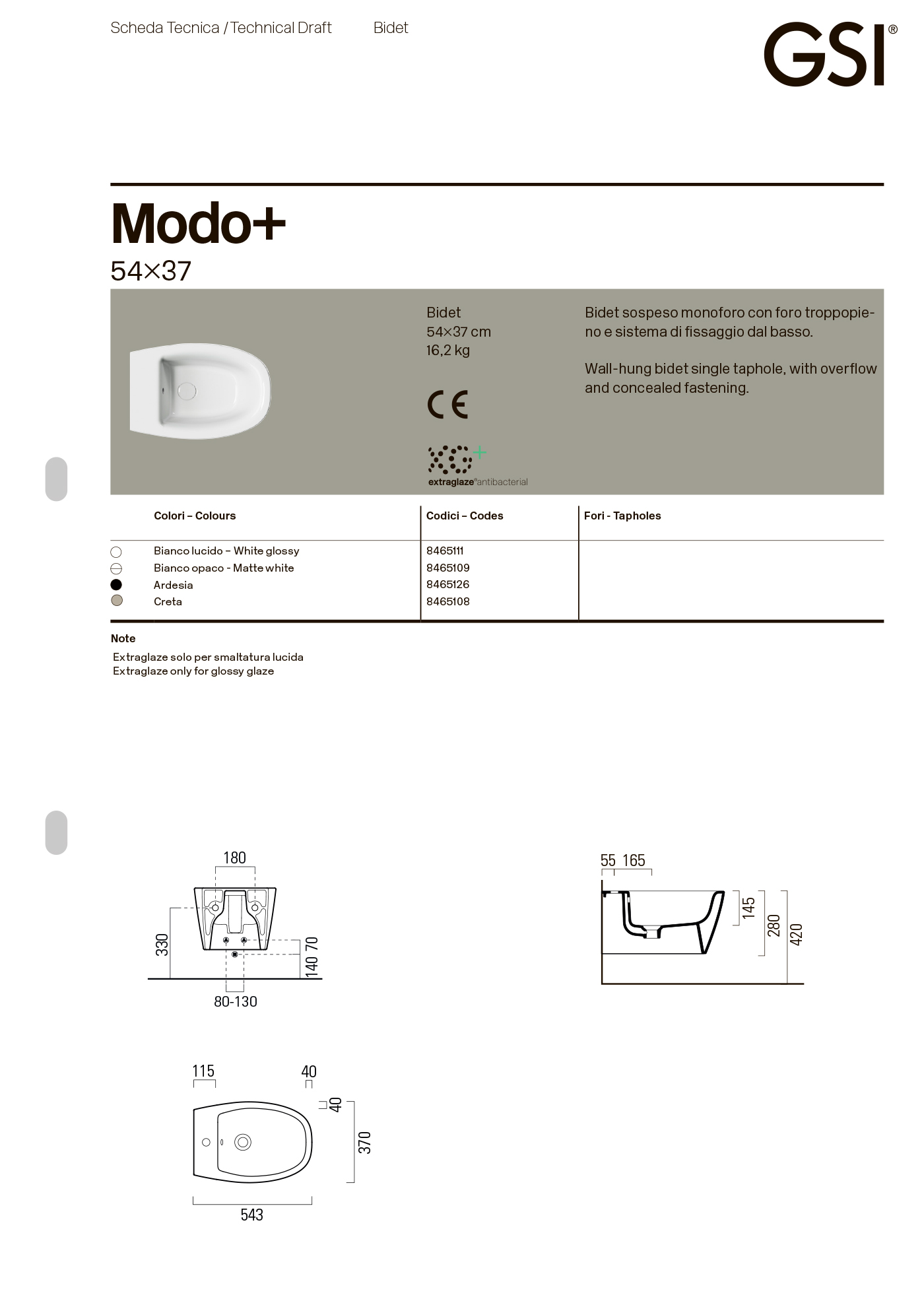 Биде подвесное Modo+ 37x54 — изображение 5
