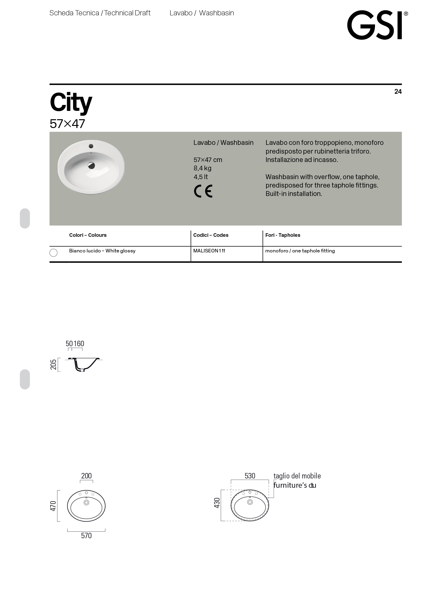 Раковина City 57x47 — изображение 3