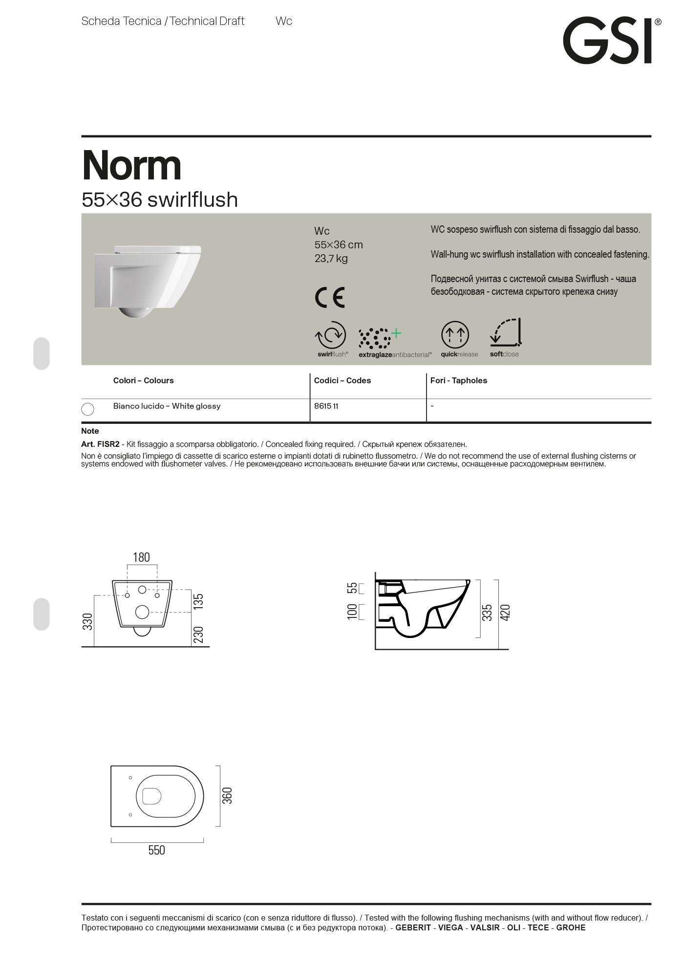 Унитаз подвесной Norm 36x55 — изображение 8