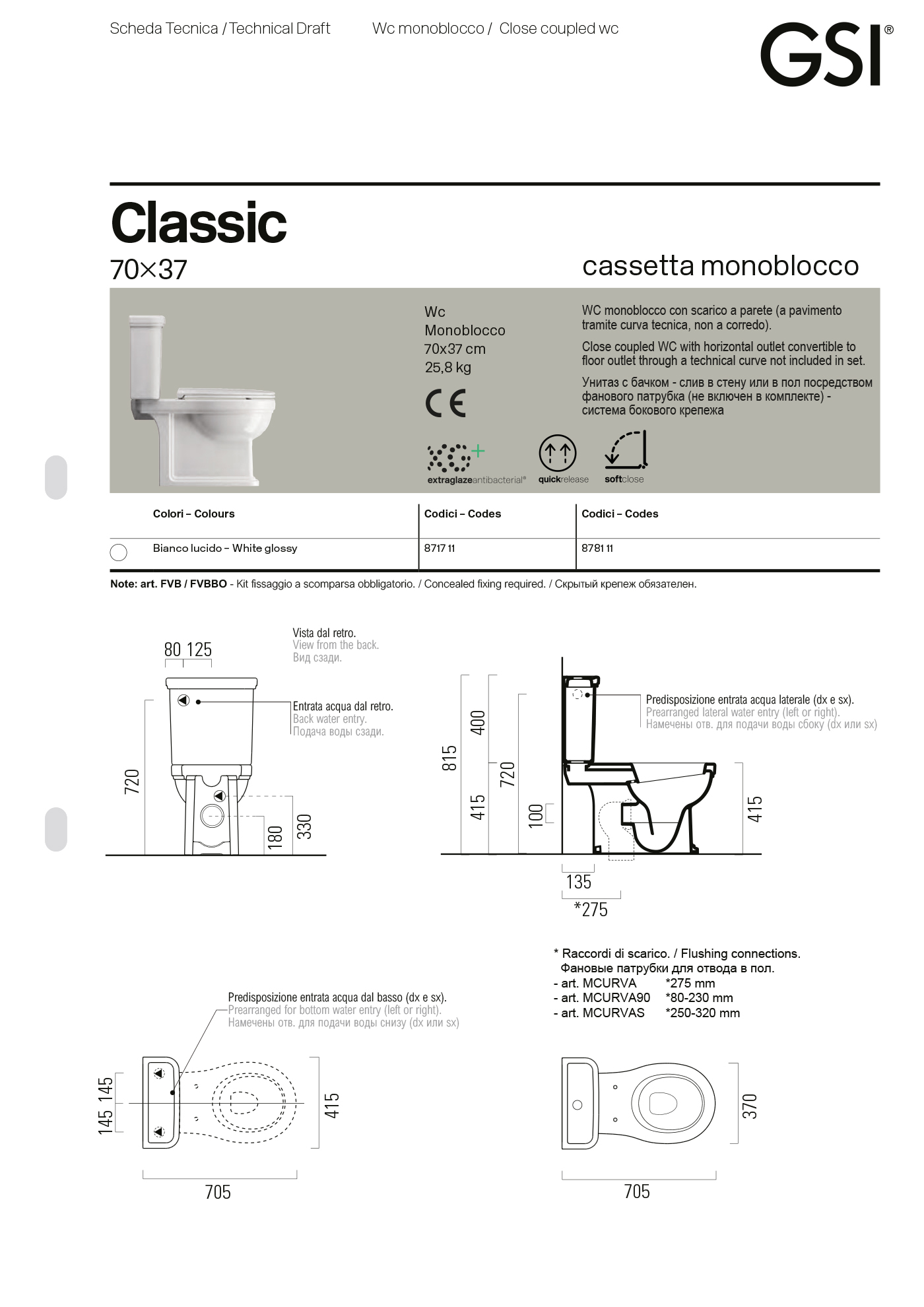 Унитаз моноблок Classic 37x70 — изображение 7