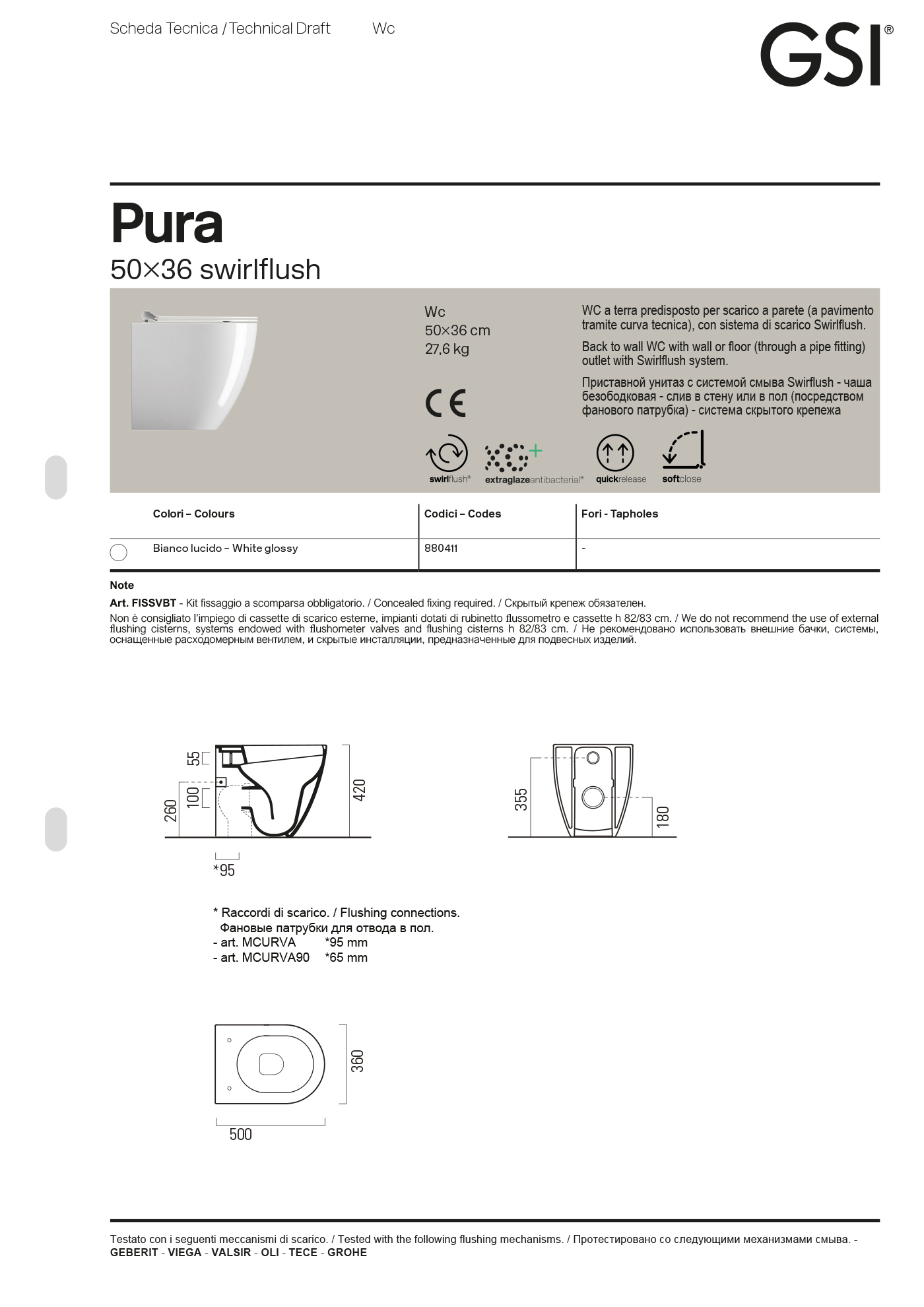 Унитаз приставной Pura 36x50 — изображение 5